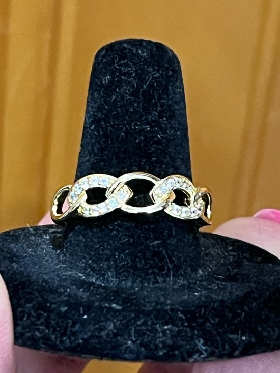 Jewelry - 14k Gold Plated Chain-Link Cubic Zirconia Women's Ring